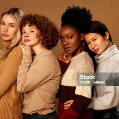 Studio shot of a multicultural beautiful girls with natural skin posing.